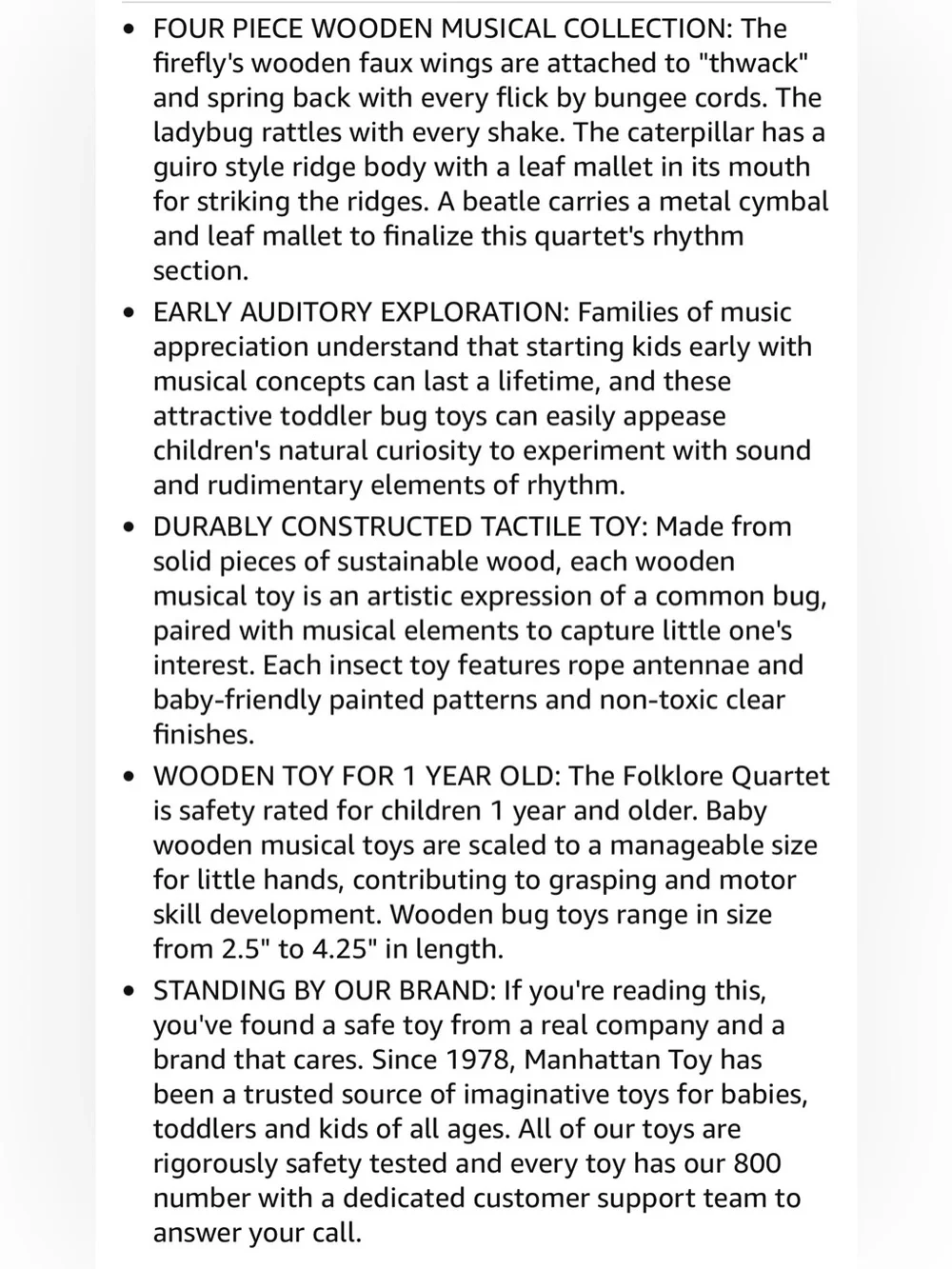 Manhattan Toy Musical Folklore Quartet Wooden Kids' Instruments